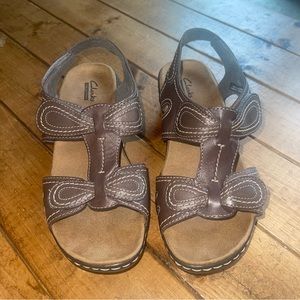 Clarks Brown Leather Lexi Walnut Slingback Sandals Size 7 XW